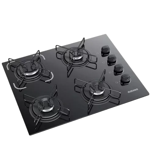 Cooktop de 4 bocas com tampo de vidro