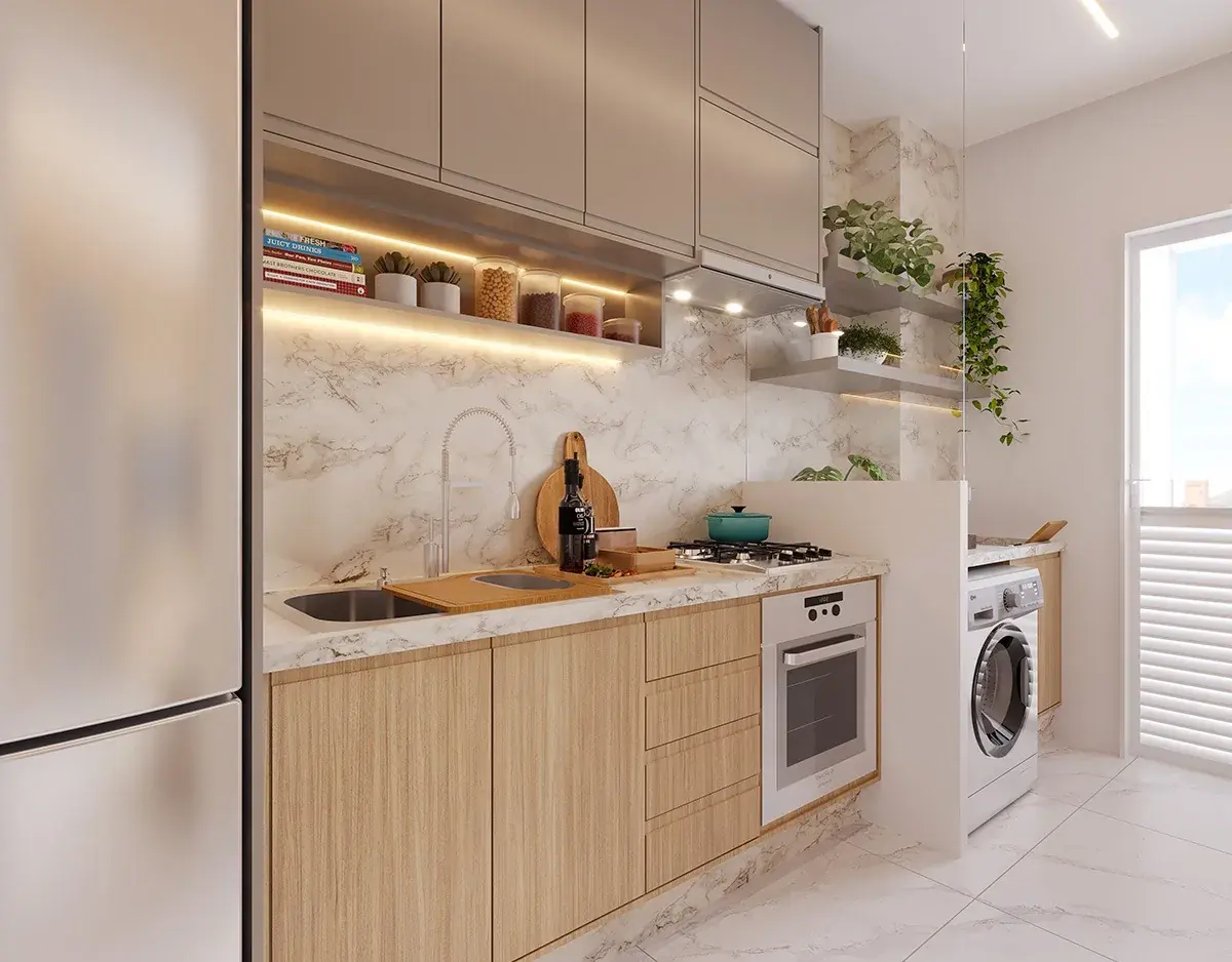 Cozinha e sala integradas