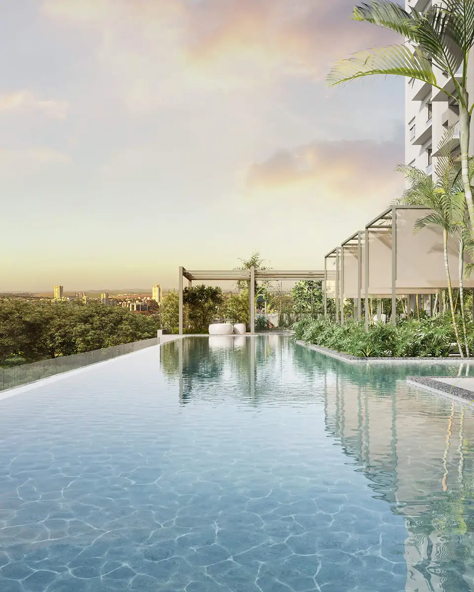 Piscina de borda infinita do Tay Vanguard ao pôr do sol